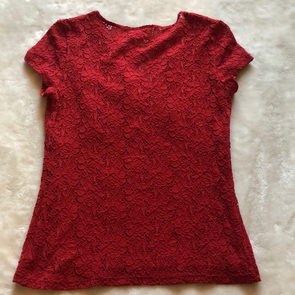 90s Vintage Red Lace Libra Top Size SP - Picture 4 of 4
